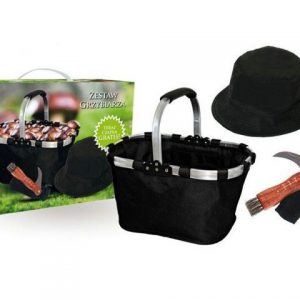 Zestaw grzybiarza - nóż, koszyk, kapelusz na grzyby