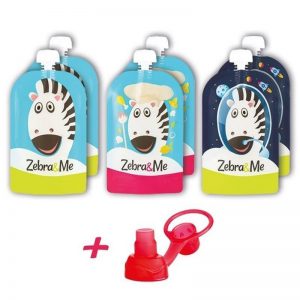 Zebra & Me - 6-pack saszetki do karmienia wielorazowe