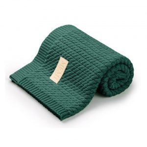 Kocyk z bawełny warkocz 80x100 butelkowa zieleń bottle green Memi