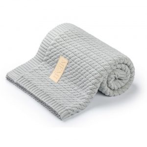 Kocyk warkocz bawełniany jasny szary 80x100 light grey Memi