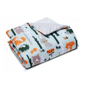 Kocyk z Ociepleniem Minky Las Pomarańczowy 80cm x 100cm