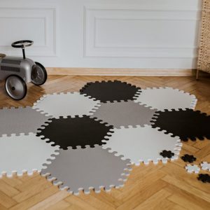 Mata piankowa puzzle heksagon biało-czarna rozmiar XXL CUTESHOP