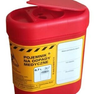 Pudełka na igły i odpady skażone małe 0,7L 
plastikowe płaskie (czerwone)