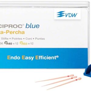 VDW Reciproc Blue Gutta-percha ass R25-R50 60szt/opak. 28mm 
(40xR25 + 10xR40 + 10xR50)