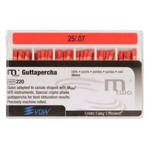 Gutta-percha M TWO 07/25 czerwona VDW 60szt/opak. 
28mm