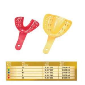 Łyżki wyciskowe plastikowe Tuff Lock (1 sztuka) - ortodontyczne fig.A5 rozm.XS górne 
czerwone jednorazowe