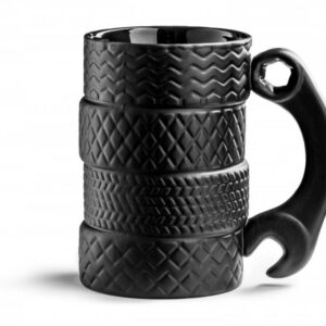 Kubek opony ceramiczny z czarnym kluczem