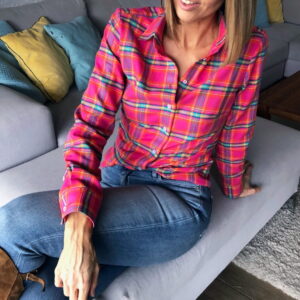 Koszula w kratę taliowana SWEET & SUGAR różowa