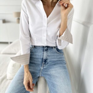 Koszula biała z beżem LUXURY GOLD ROYAL WHITE