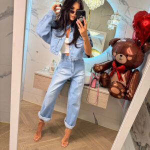 Spodnie jeansy z szeroką nogawką Verona ciemny jeans 69