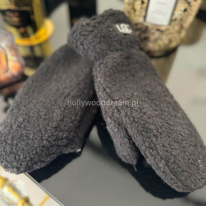 Rękawiczki z jednym palcem z pluszowego materiału Fluffy czarne